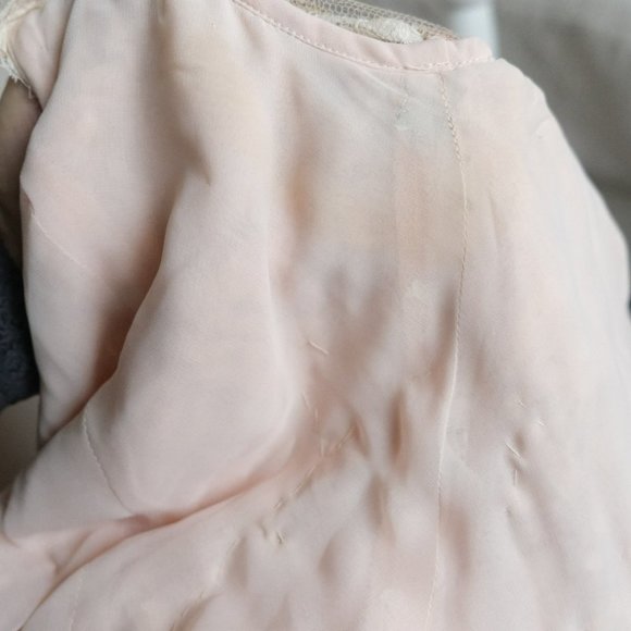 Vtg Judy Hornby Silk and Lace Applique Tiered Maxi Gown - Picture 10 of 12